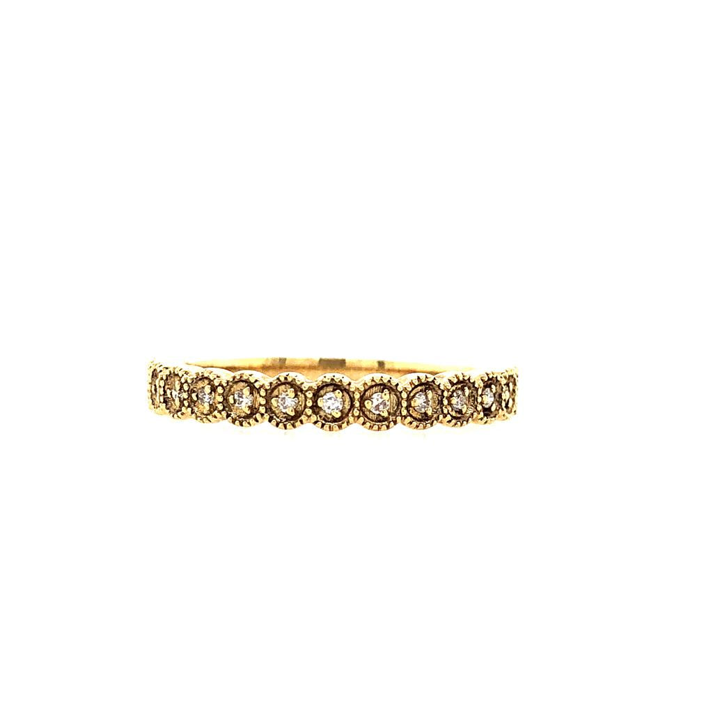 Stack-Able Style Diamond Wedding Band 14 KT Yellow with Diamonds size 7