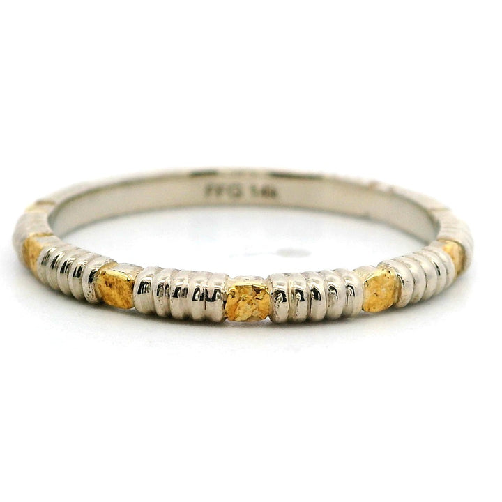 Stack-Able Style Fashion Ring Womens 14 Karat Gold & Alaskan Gold Nugget Two Tone size 7