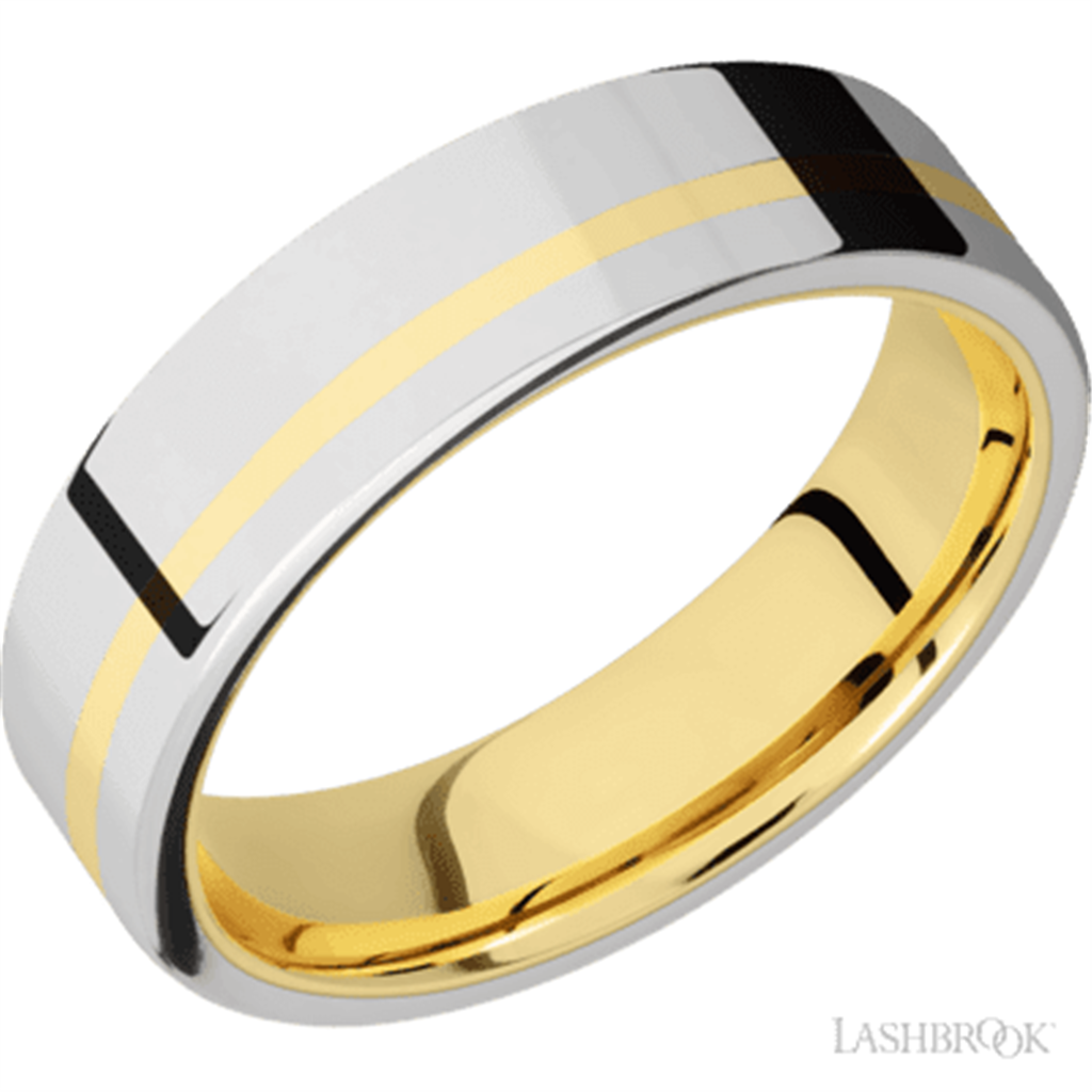 Straight Inlay Style Wedding Band 14 KT White 6mm wide size 10