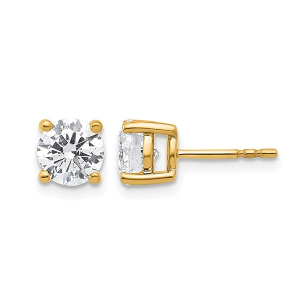 Lab Diamonds Single Stone Studs Earrings 14 Karat White 1.50 Carat Total Weight