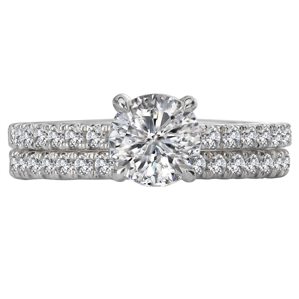 Solitare Accent Style Diamond Engagement Ring Sterling Silver White 
(Center Stone Not Included)