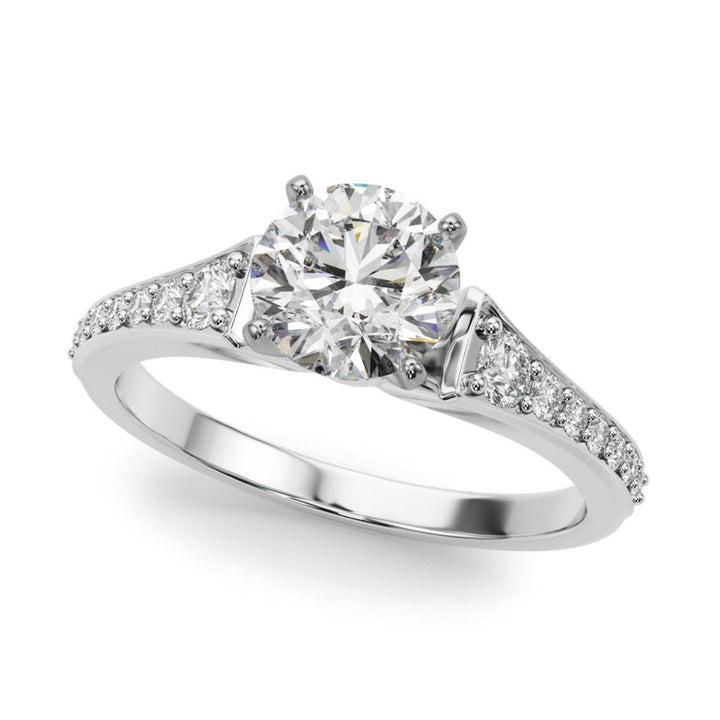 Contemporary Style Diamond Engagement Ring 14 Karat Gold White 
(Center Stone Not Included)