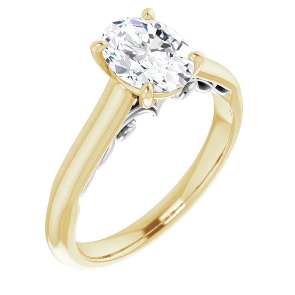 Solitare Style Diamond Engagement Ring 14 Karat Gold White & Rose 
(Center Stone Not Included)