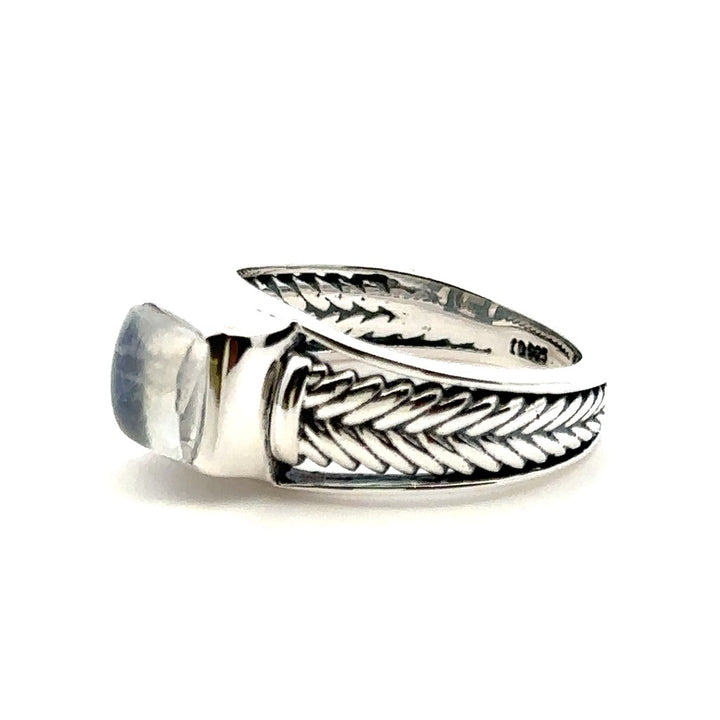 Signet Style Rings Silver with Stones Sterling Silver White with Moonstone size 8