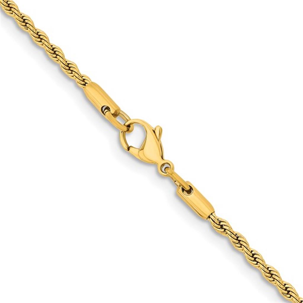 Yellow Stainless Steel 2.4 MM Rope Chain 22" Long