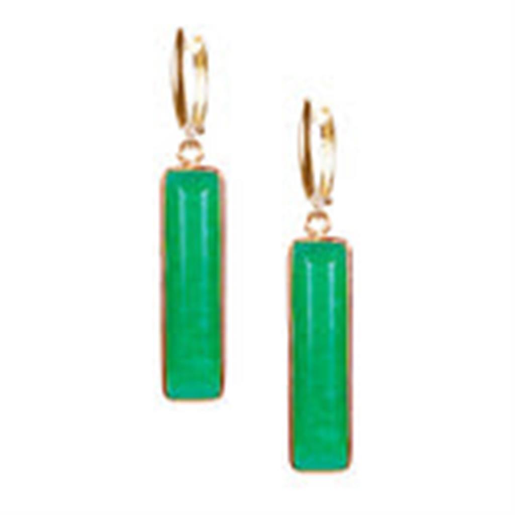 Earrings Precious Metal With Colored Stone Dangle Drop 18 KT Yellow With Jades