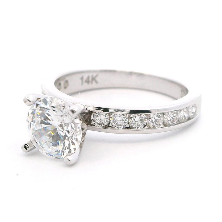 Solitare Accent Style Diamond Engagement Ring 14 Karat Gold White 
(Center Stone Not Included)