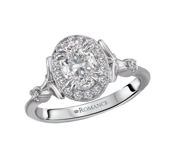 Halo Style Diamond Engagement Ring .925 White 
(Center Stone Not Included)