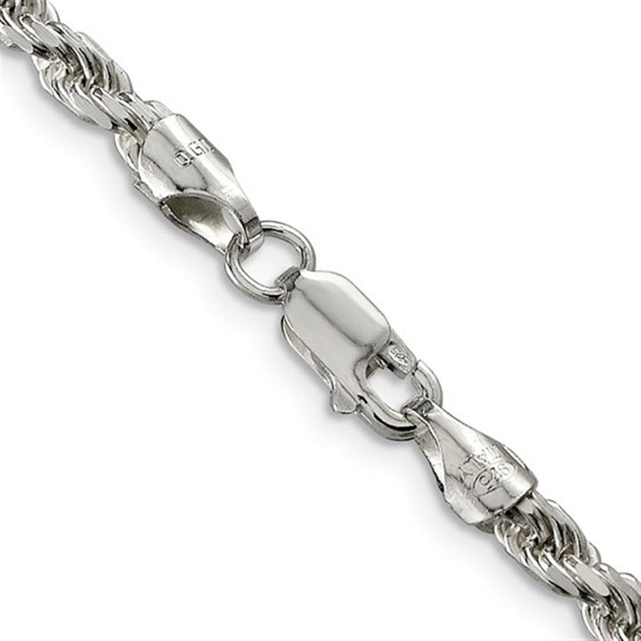 White Sterling Silver 3.5 MM Rope Chain 26" Long