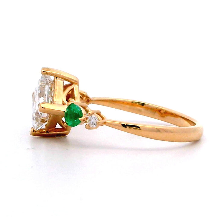 Solitare Accent Lab Diamond Engagement Ring Yellow 14 Karat Gold With A 1.56 Carat Princess Shape Lab Diamond Center & Round Shape Lab Diamonds Side Stones