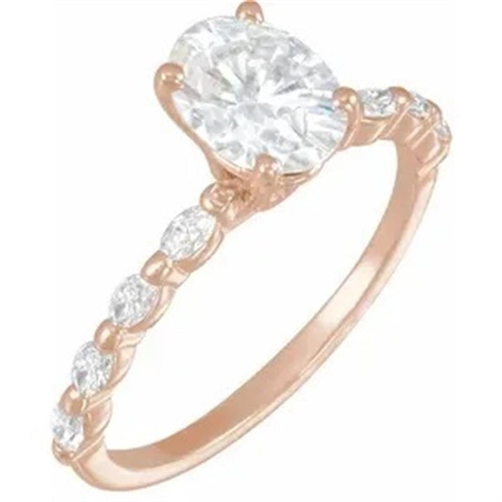 Solitare Accent Style Diamond Engagement Ring 14 Karat Gold White 
(Center Stone Not Included)