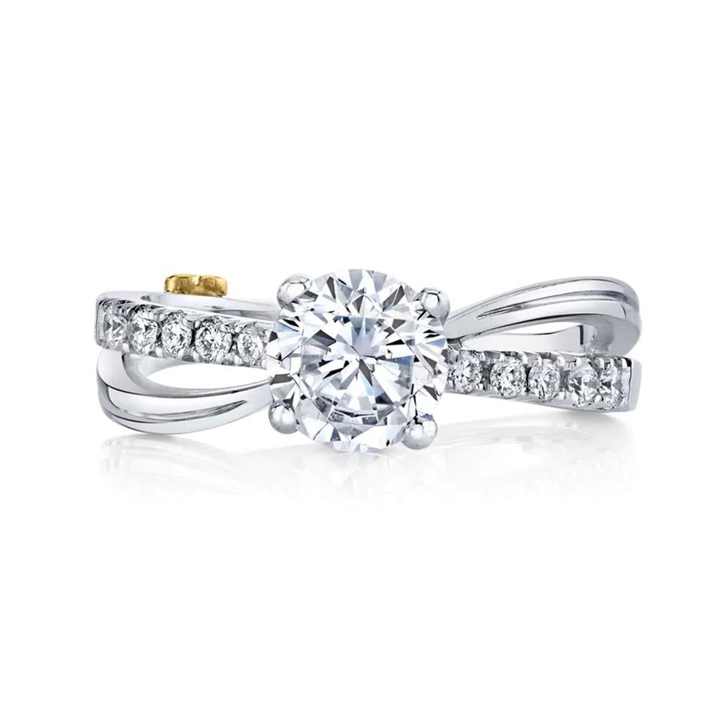 Solitare Accent Style Diamond Engagement Ring 14 Karat Gold White 
(Center Stone Not Included)