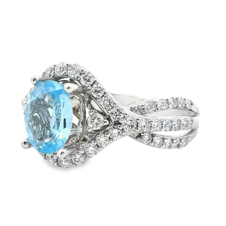 Bypass Style Diamond Engagement Ring 14 Karat Gold White 
(Center Stone Not Included)