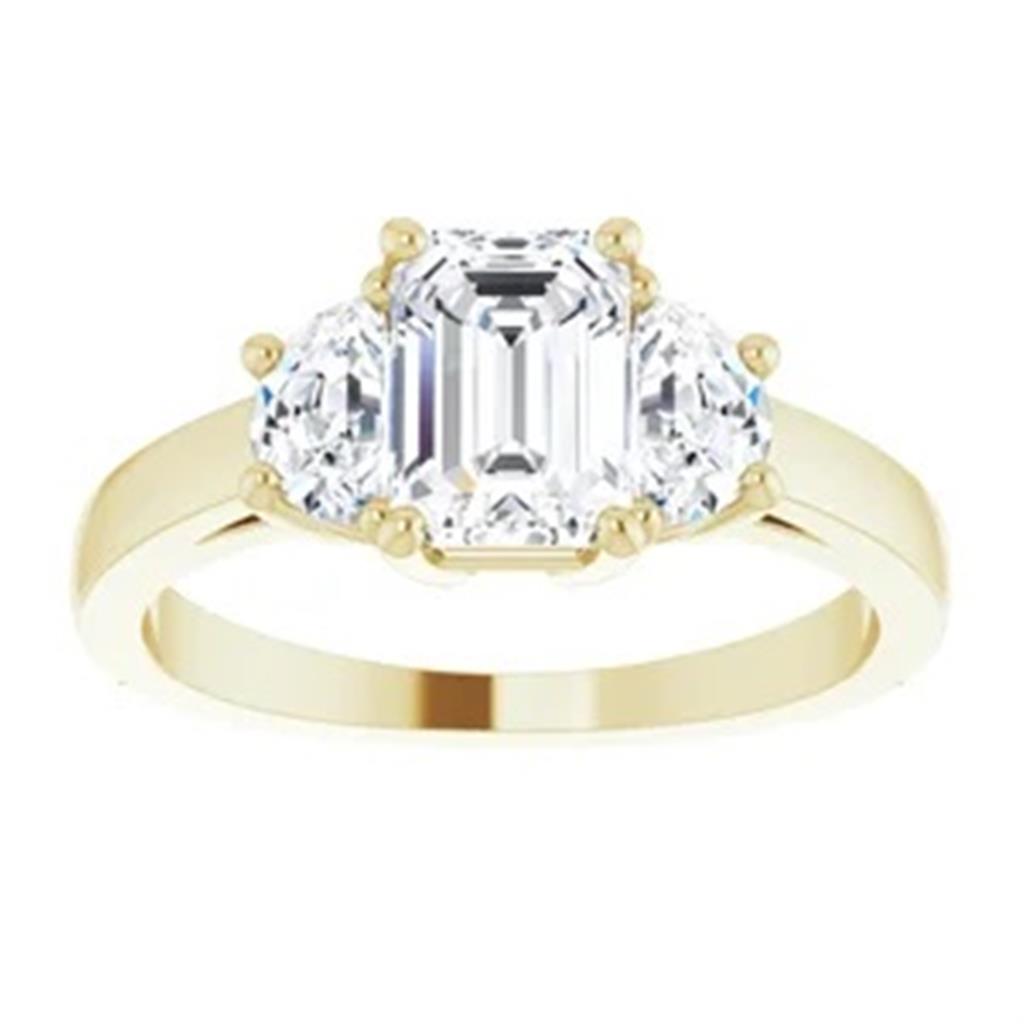 Three Stone Style Diamond Engagement Ring Alloy Yellow 
(Center Stone Not Included)