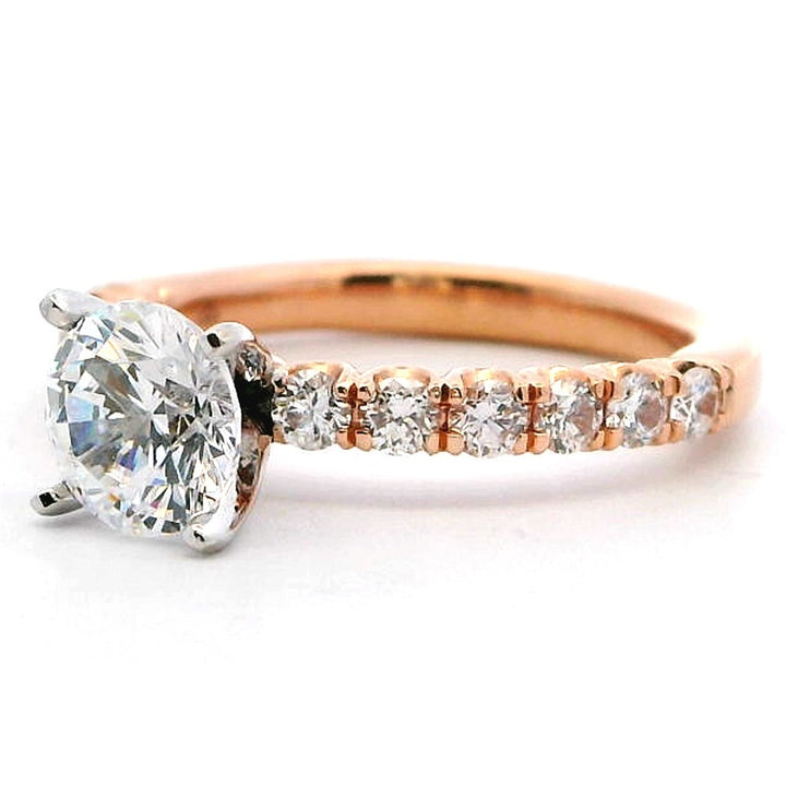 Solitare Accent Style Diamond Engagement Ring 14 Karat Gold Rose 
(Center Stone Not Included)