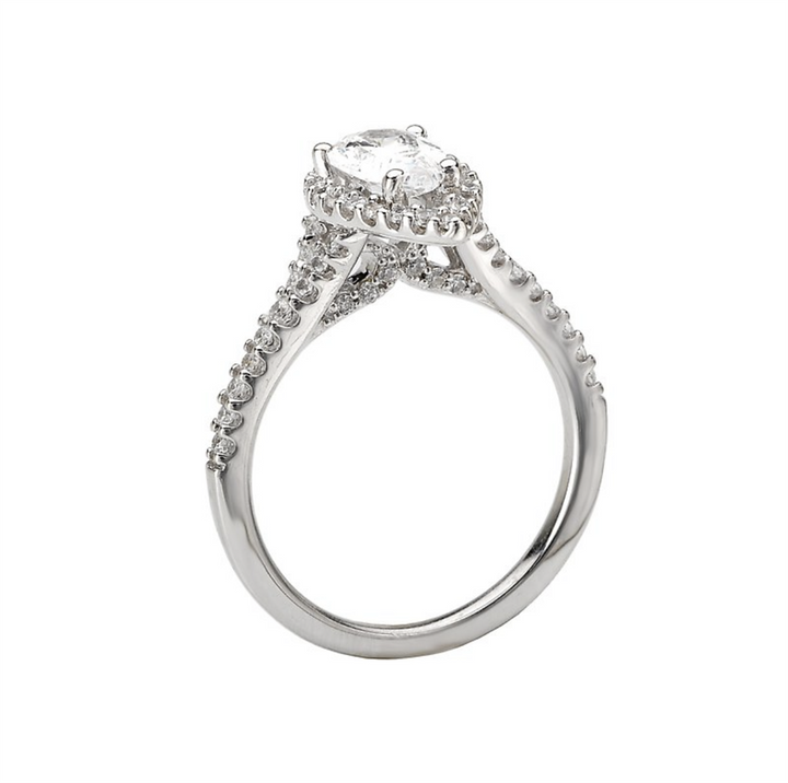 Halo Style Diamond Engagement Ring .925 White 
(Center Stone Not Included)