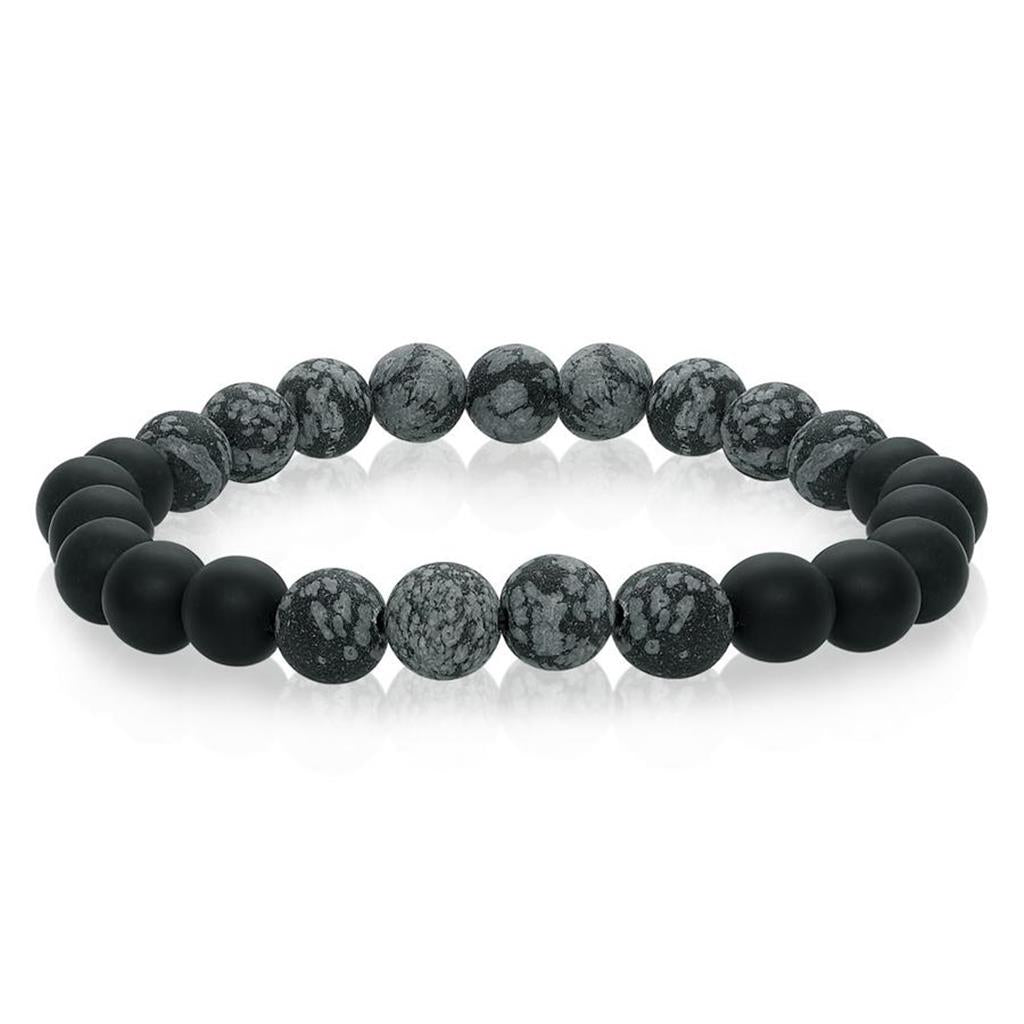 Stretch Style Gemstone Bead Bracelet Elastic with Black Onyx 8.2"