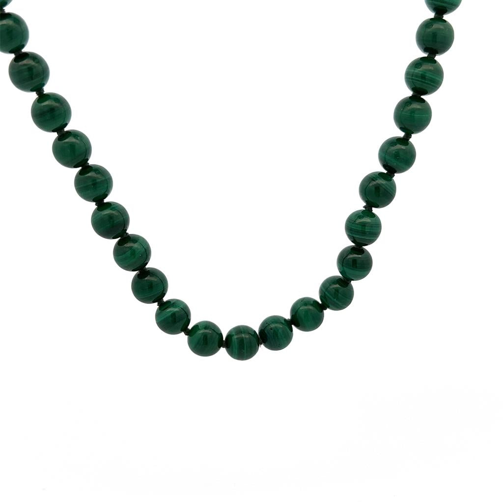 Green Malachite Strand Necklace With a .925 Clasp 18" Long