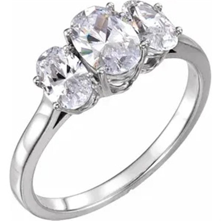 Three Stone Style Diamond Engagement Ring Alloy White 
(Center Stone Not Included)