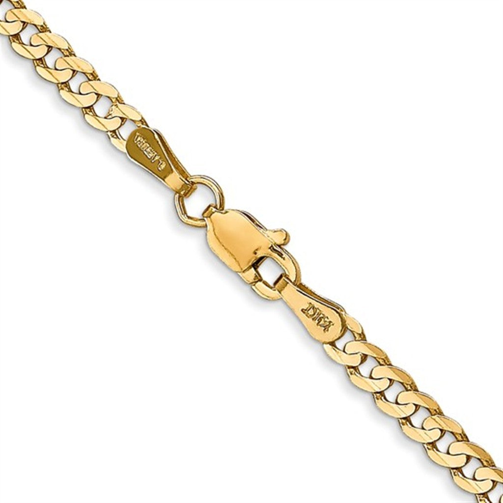 Curb Link Chain 10 Karat Gold Yellow 3 MM Wide 20' In Length