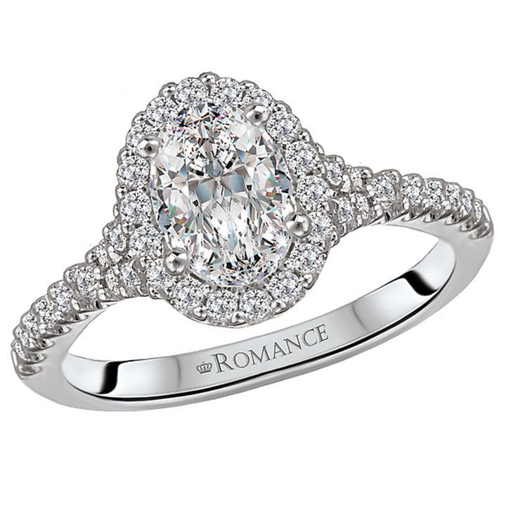 Halo Style Diamond Engagement Ring Sterling Silver White 
(Center Stone Not Included)