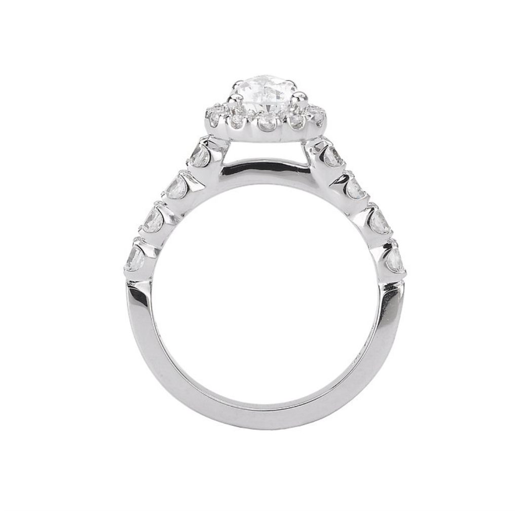 Halo Style Diamond Engagement Ring Sterling Silver White 
(Center Stone Not Included)