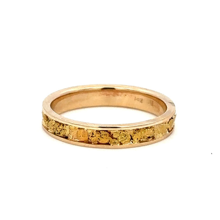 4mm Wide Straight Channel Style Mens Gold Nugget Wedding Band 14 Karat Gold Yellow size 9