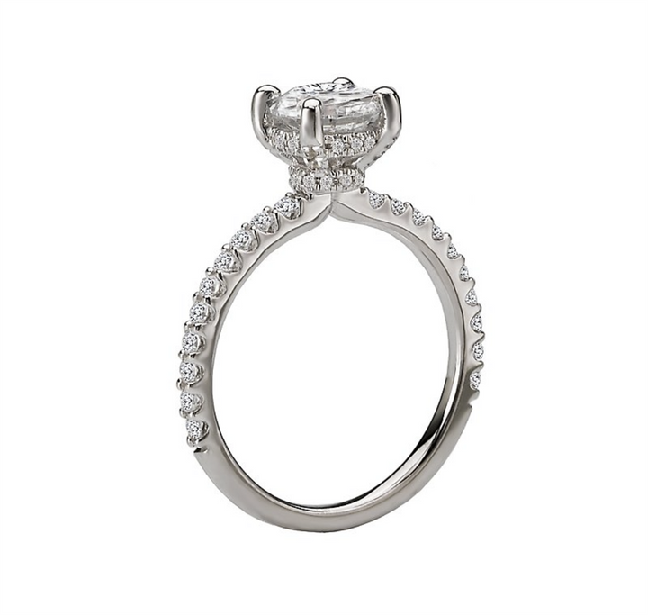 Solitare Accent Style Diamond Engagement Ring Sterling Silver White 
(Center Stone Not Included)