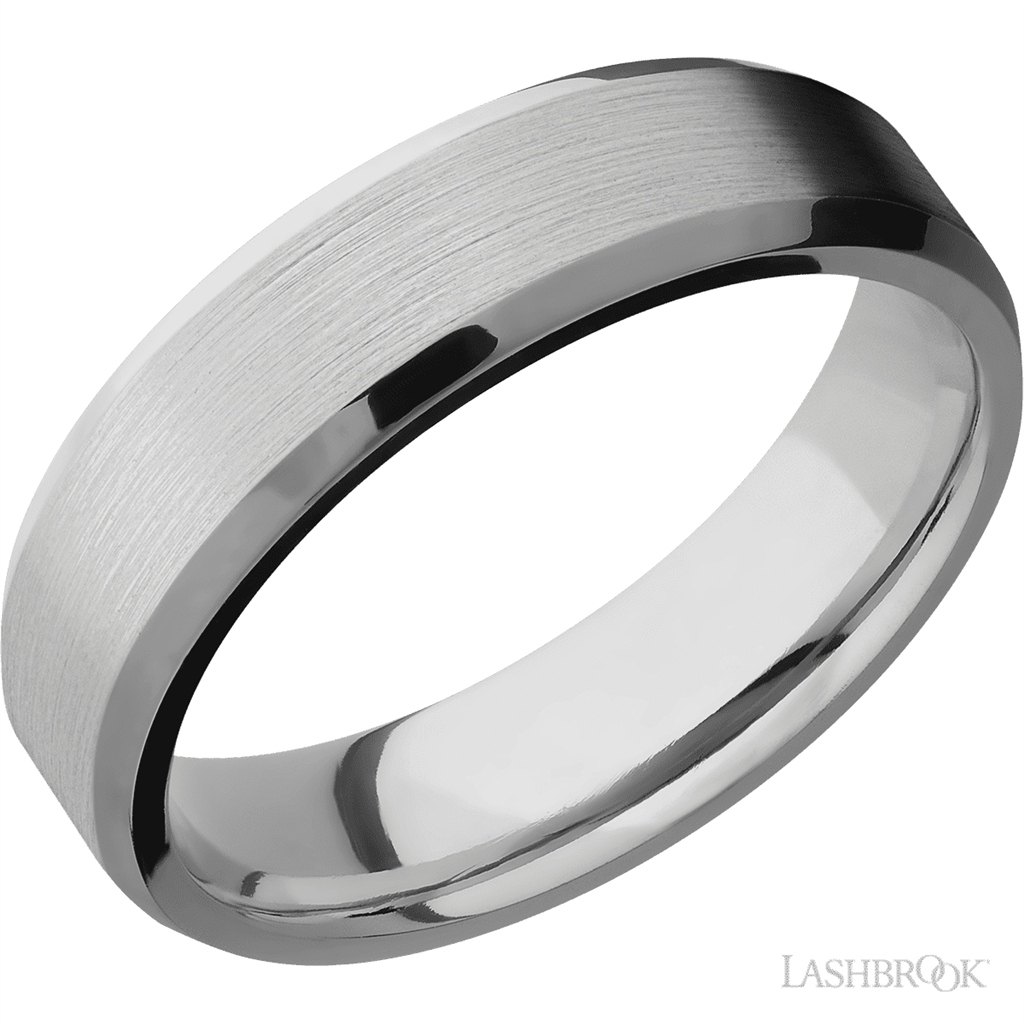 White Titanium Alternative Metal Wedding Band 6mm wide Size 9.5