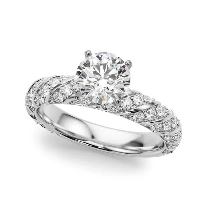 Contemporary Style Diamond Engagement Ring 14 Karat Gold White 
(Center Stone Not Included)