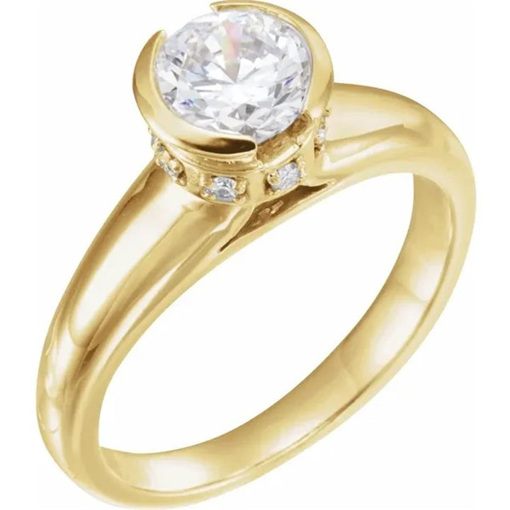 Contemporary Style Diamond Engagement RingBase Metal Yellow
