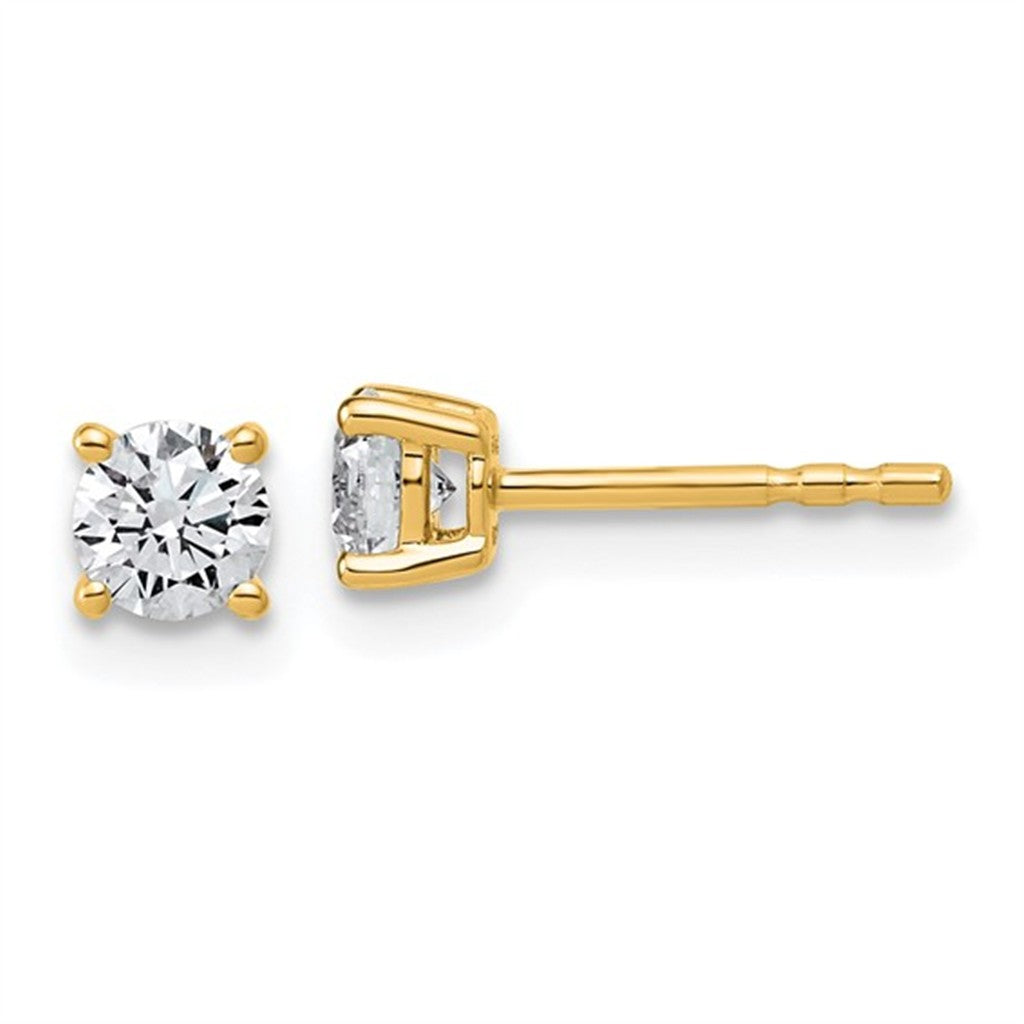 Lab Diamonds Studs Earrings 14 Karat Yellow 1.50 Carat Total Weight