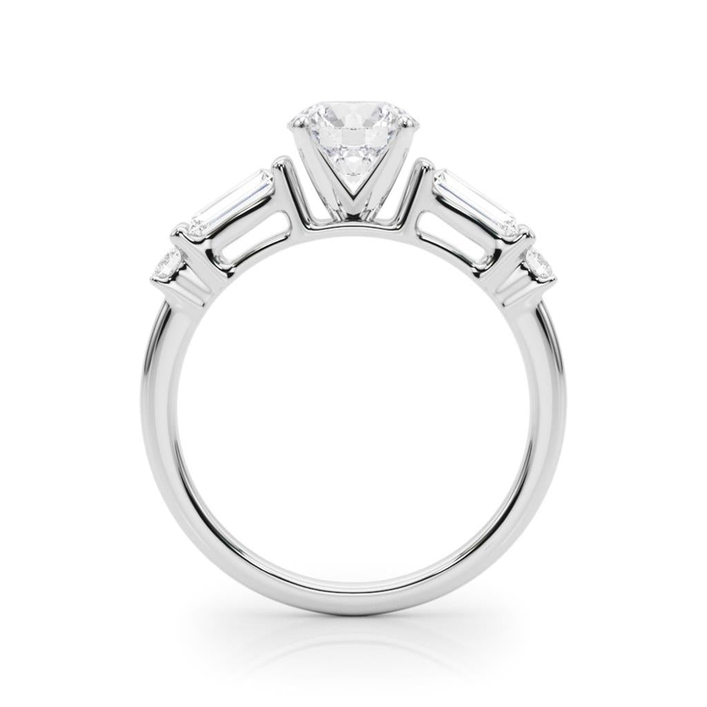 Contemporary Style Diamond Engagement Ring 14 Karat Gold White 
(Center Stone Not Included)