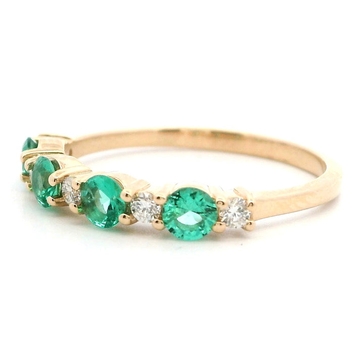 Stackable Style Colored Stone Ring 14 Karat Yellow with Emeralds & Diamonds Accent size 6
