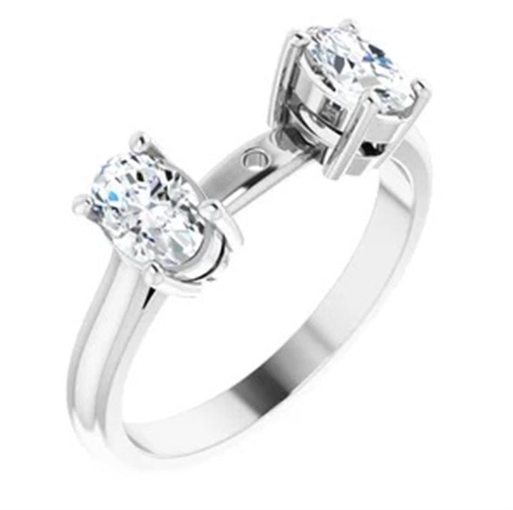 Three Stone Style Diamond Engagement Ring Alloy White 
(Center Stone Not Included)