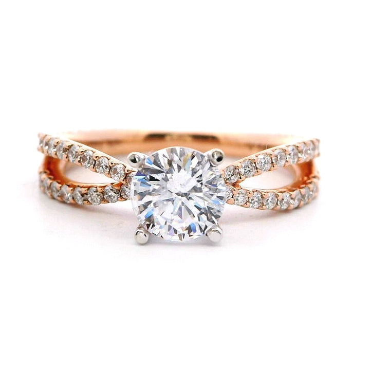 Solitare Accent Style Diamond Engagement Ring 14 Karat Gold Rose 
(Center Stone Not Included)