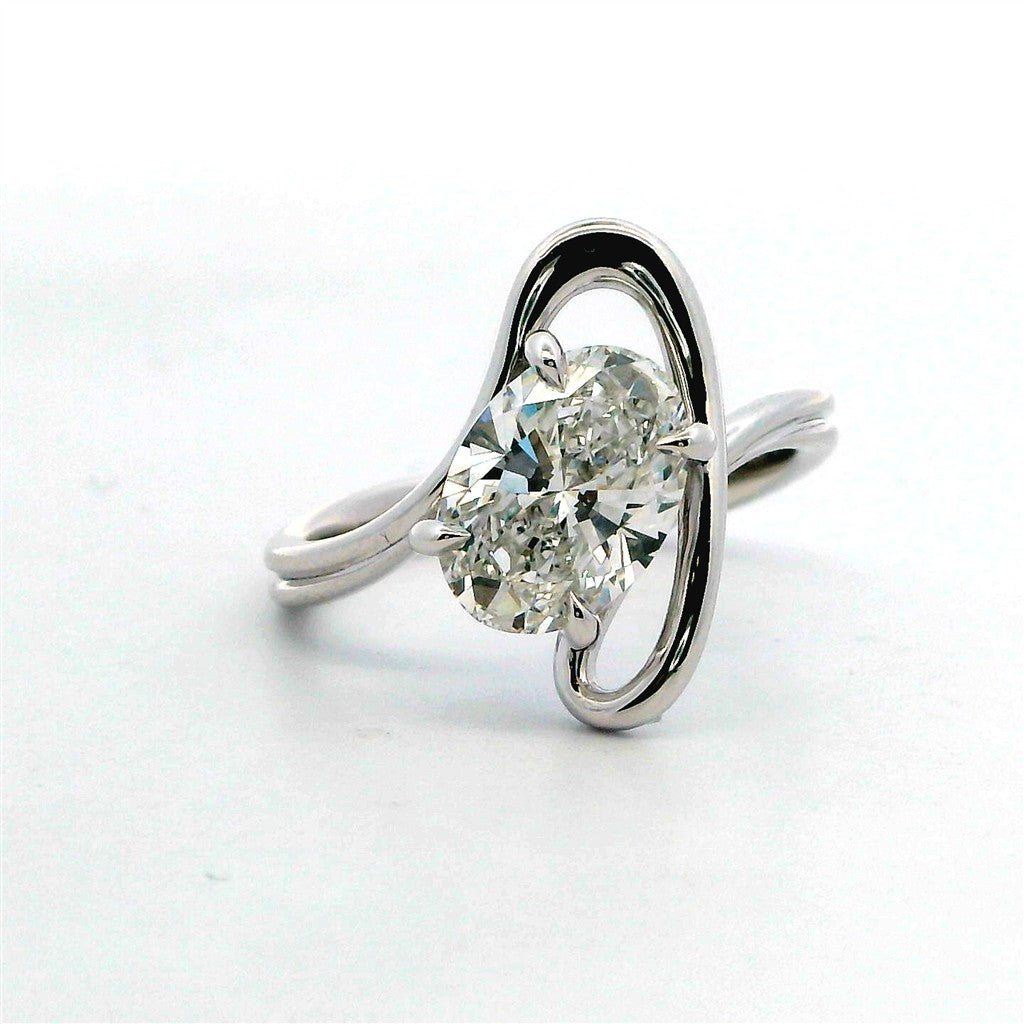 Lab Diamond Bypass Lab Diamond Engagement Ring 14 Karat White 2.03 Carat Total Weight