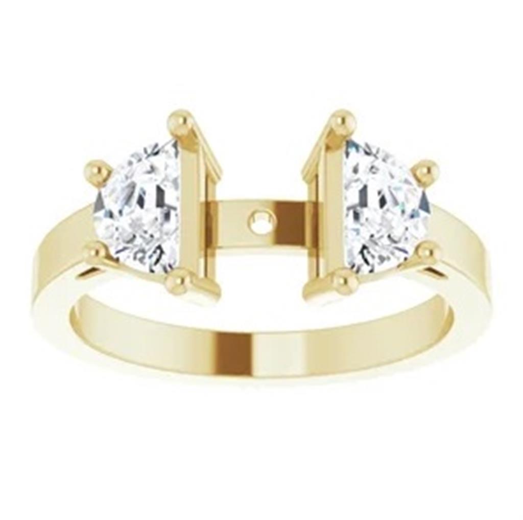 Three Stone Style Diamond Engagement Ring Alloy Yellow 
(Center Stone Not Included)