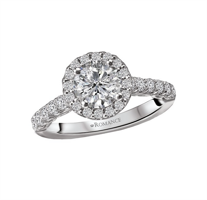 Halo Style Diamond Engagement Ring 18 Karat Gold White 
(Center Stone Not Included)