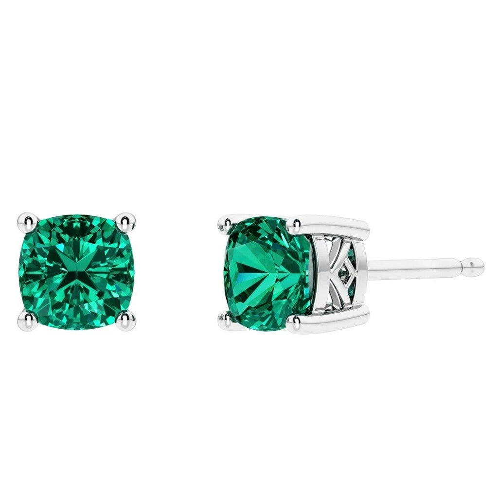 Sterling Silver Post Earrings With Colored Stone