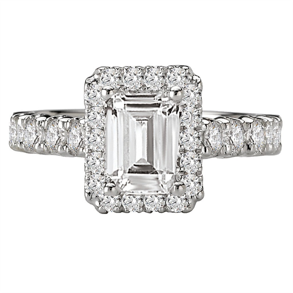 Halo Diamond Engagement Ring 14 Karat White