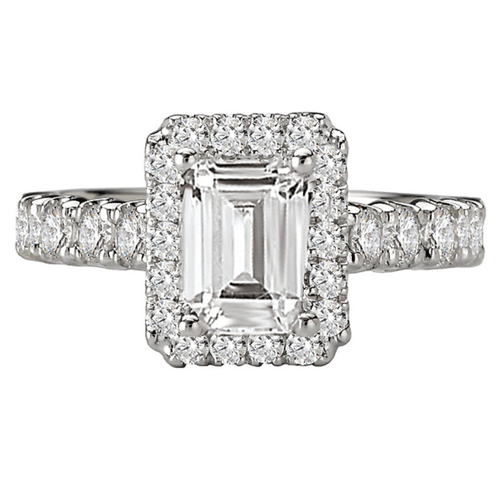 Halo Diamond Engagement Ring 14 Karat White