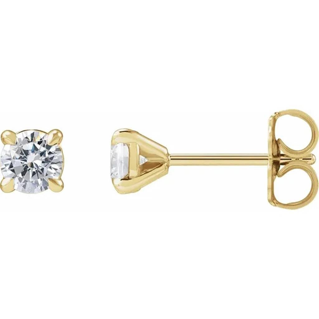 Lab Diamonds Single Stone Stud Earrings 14 Karat Gold Yellow 0.20 Carat Total Weight