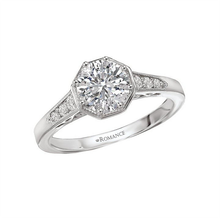 Solitare Accent Style Diamond Engagement Ring Sterling Silver White 
(Center Stone Not Included)