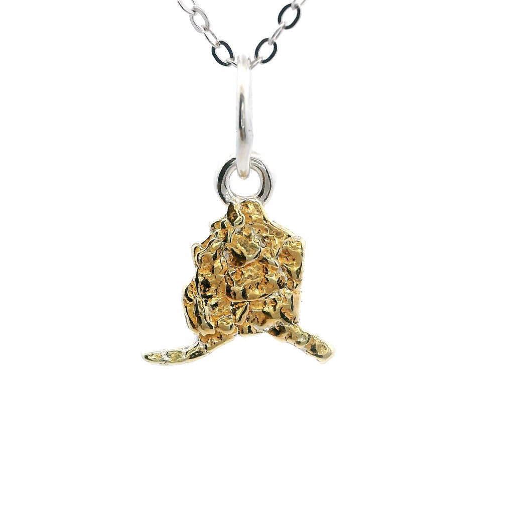 Drop Style Alaskana Pendant Sterling Silver & Alaskan Gold Nugget