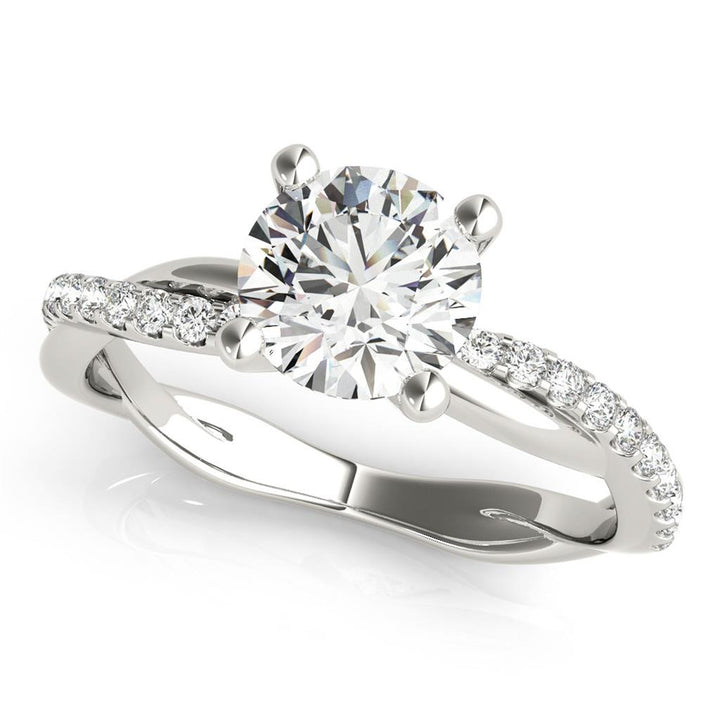 Contemporary Style Diamond Engagement Ring 14 Karat Gold White 
(Center Stone Not Included)