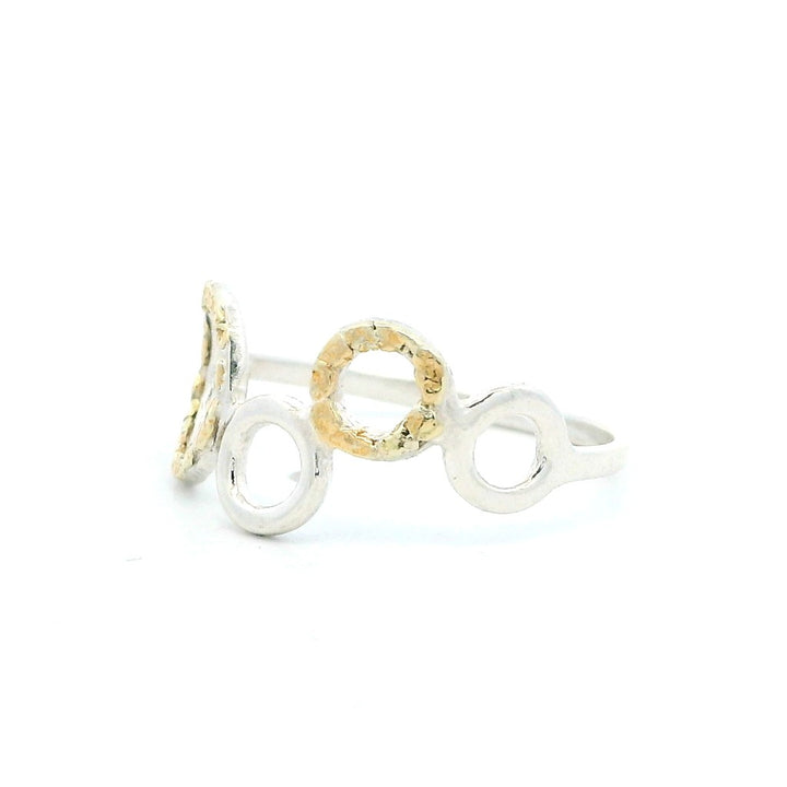 Free Form Womens Alaskan Gold Nugget Fashion Ring 2 mm wide Sterling Silver & Alaskan Gold Nugget Size 6