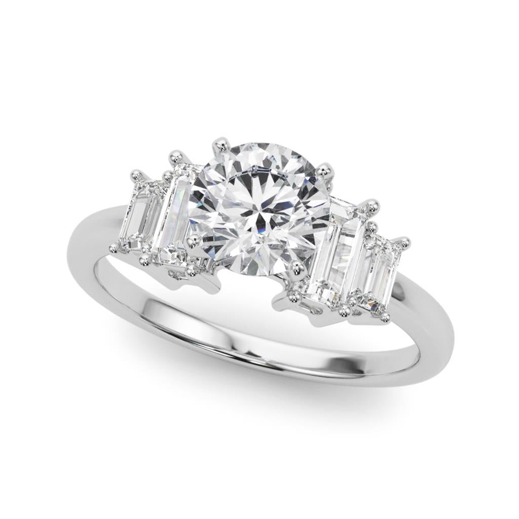 Contemporary Style Diamond Engagement Ring 14 Karat Gold White 
(Center Stone Not Included)