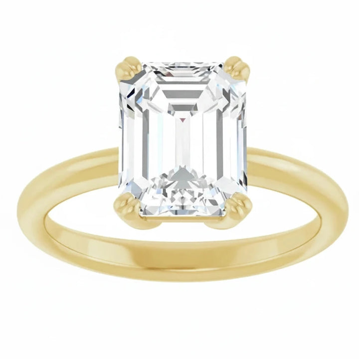 2.5CT Emerald Cut Diamond Solitaire 14KT Gold Ring (Center Stone Not Included)