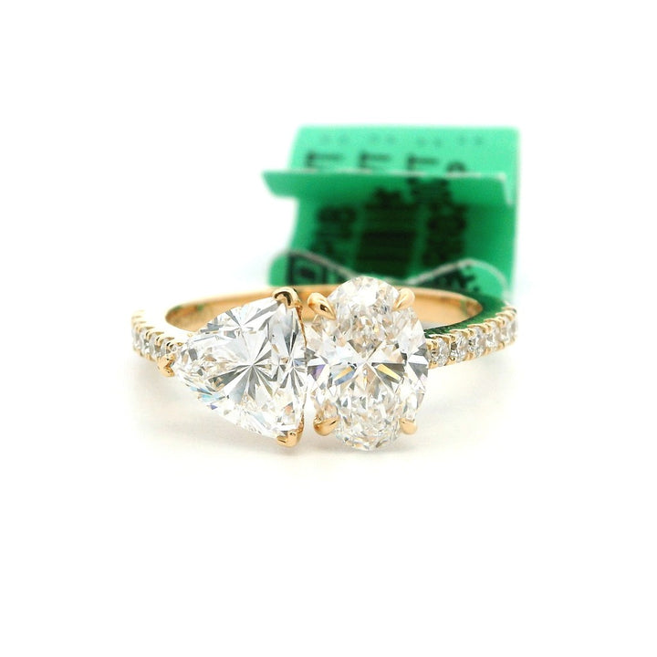 Lab Diamond Two Stone Lab Diamond Engagement Ring 14 Karat Yellow